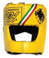 Yellow Leather PRO Boxing Full Face Headgear String Made In MEXICO Adults Zepeda