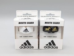 Adidas Sports Mouth Guard White Black Gold Goat One Size Fits Most Sleek Design