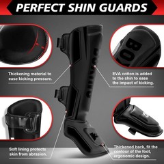 Kickboxing Shin Guards Muay Thai Shin Pads with 16 OZ Boxing Gloves, Adjustab…