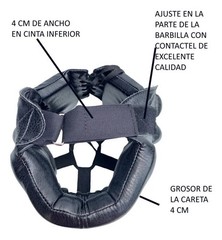 Blue Leather PRO Boxing Full Face Headgear String Made In MEXICO Adults Zepeda