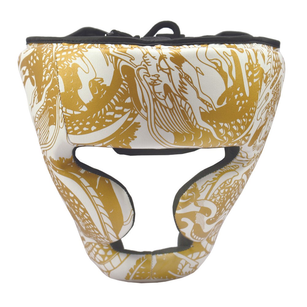Last Punch White & Gold 3D Boxing Headgear – Heavy Duty Cheek Protection
