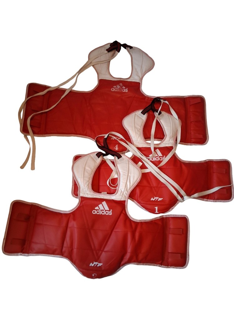 3 Adidas TaeKwonDo Chest Protector Set Red & Blue TKD Guards 1 S 2 XS & 4 L