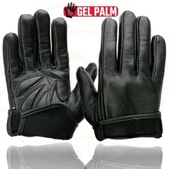 MG7510 Men’s Black Leather Gel Padded Palm Short Wrist Motorcycle Hand Medium