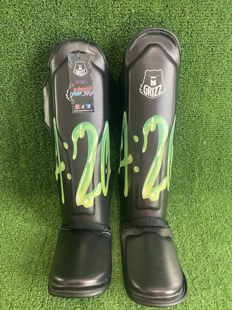 Grizz Cannabis Day 4:20 Muay Thai Shin Guards Size Small