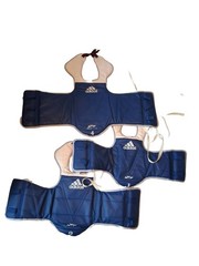 3 Adidas TaeKwonDo Chest Protector Set Red & Blue TKD Guards 1 S 2 XS & 4 L