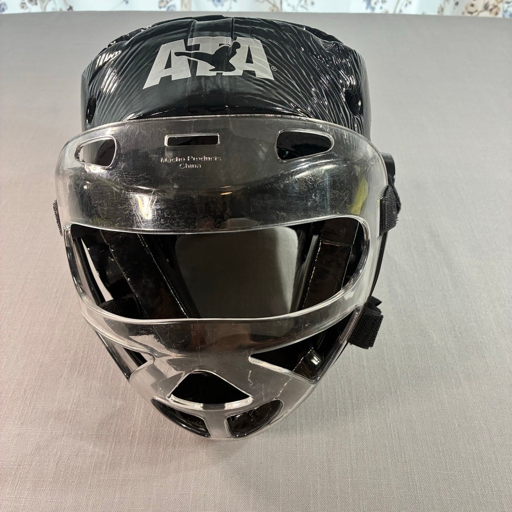 ATA Head Guard Face Shield HRCA330 MED Martial Arts Sparring Helmet Black