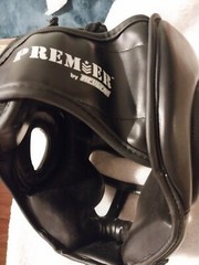RevGear Black Leather Headgear With Removable Face Cage-Size L