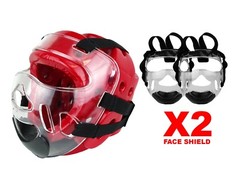 X2 NEW Martial Arts Clear Mask Face Shield for Sparring Head Gear