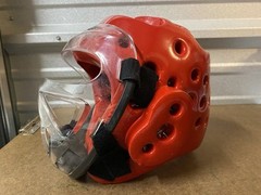 ATA Sparring Helmet, Adult Red, Face Shield, Macho Martial Arts