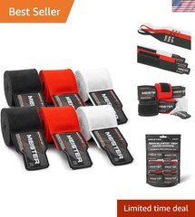 180 inch Hand Wraps for MMA & Boxing – 3 Pairs in Black, Red, White