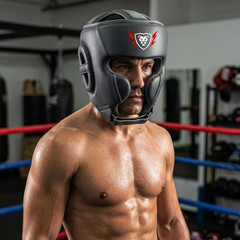 MUFASA INTERNATIONALS Cowhide Leather Boxing Headguard