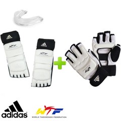 New! adidas TKD WTF Gloves Foot Competition Sparring Gear Set w/ Mouthguard