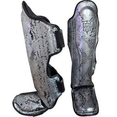Shin Guards Top King Boxing TKSGSS-02 Silver Black “Super Snake”