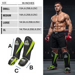 Amber Pro Style Competition Muay Thai Shin Guards with Instep Protection
