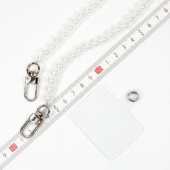 Pearl Smartphone Shoulder Strap, White/Gold & Silver, Approx. 120cm
