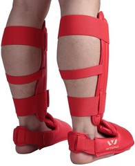 Wesing Karate Shin Instep Guard WKF Karate Shin Pad Red Medium