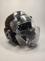 ATA Headgear Sparring Helmet w/Face Shield Adult Small Macho Martial Arts Black