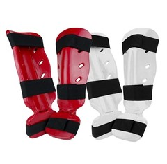 New Foam Dipped Shin Instep Guard Pads Martial Arts Karate TKD MMA Red – White