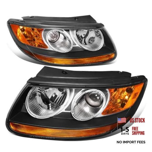 HL-OH-052-BK-AM Pair of OE Style Headlights Compatible with 07-12 Black Amber