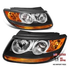 HL-OH-052-BK-AM Pair of OE Style Headlights Compatible with 07-12 Black Amber