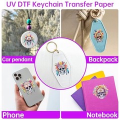 24PCS UV DTF Wraps for Motel Keychain,Skull UV DTF Wrap Smooth and Boho Floral