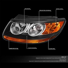 HL-OH-052-BK-AM Pair of OE Style Headlights Compatible with 07-12 Black Amber