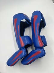 Champs MMA Leg Shin Guards Blue Red Size Small Adjustable
