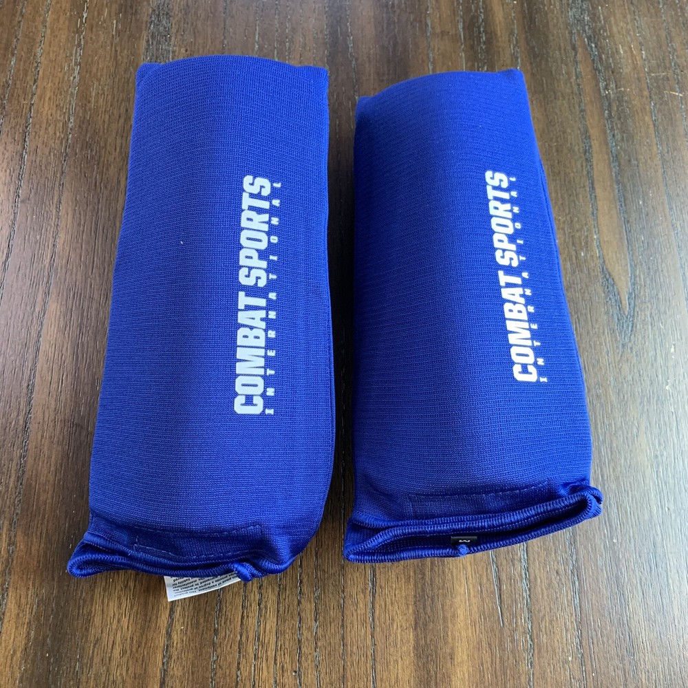 Combat Sports Mens Blue International Grappling Training Shin Guards Size M