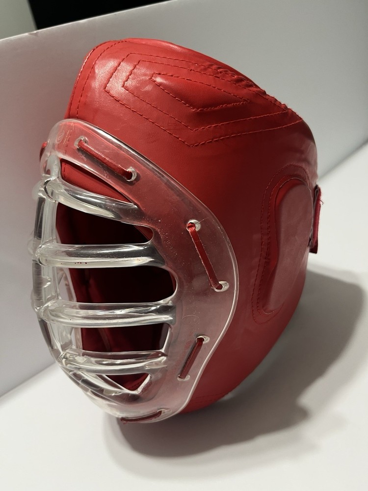 Red Face Shield Protective Head Gear Boxing MMA Boys S/M