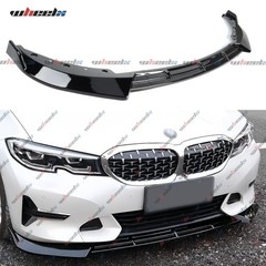 Front Lip Compatible with BMW G20 Base 3-Series 2019-2022, V Style Glossy Black