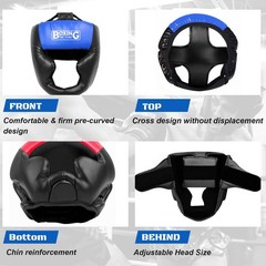 YORWHIN Boxing Headgear, Head Gear Large-X-Large, Black, Red, Blue