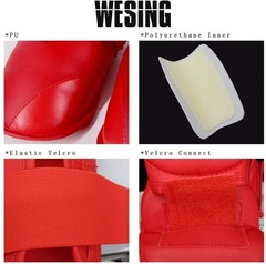 Wesing Karate Shin Instep Guard WKF Karate Shin Pad Red Medium