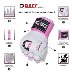 Gel Padded Inner Gloves with Hand Wraps MMA Muay Thai Boxing Bandage Fight Black