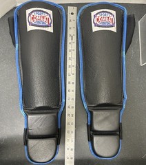 Combat Sports Hook And Loop MMA Shin Guards Large Blue Black