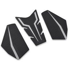 Motorcycle Non-Slip Rubber Gas Tank Pads with Knee Grips – 3-Piece Gray