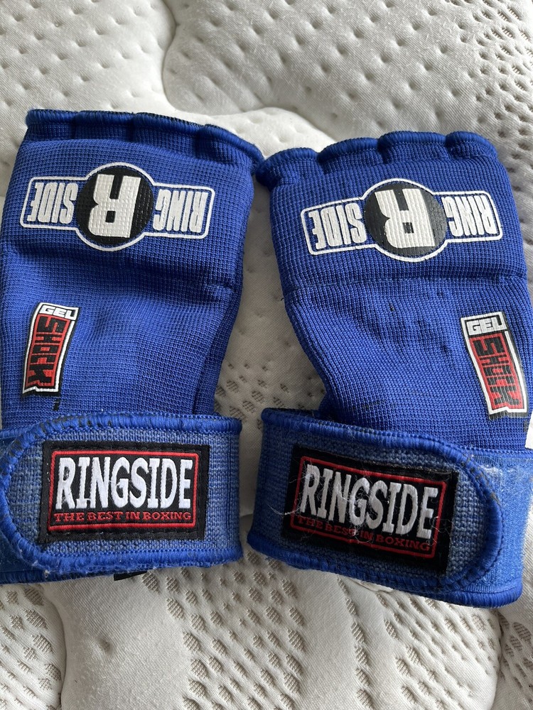 RINGSIDE QUICK WRAP GEL SHOCK MMA BOXING HAND WRAPS LARGE/XLARGE BLUE