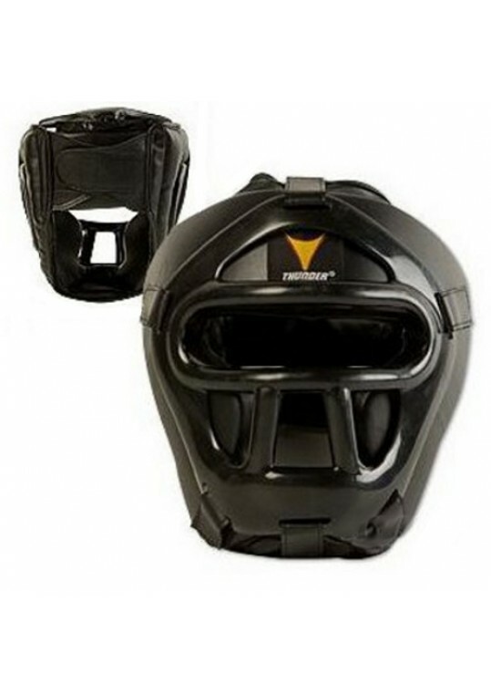 NEW Headgear Head Gear Guard + plastic face cage – Black – L/XL – Karate TKD MMA