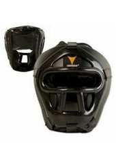 NEW Headgear Head Gear Guard + plastic face cage – Black – L/XL – Karate TKD MMA