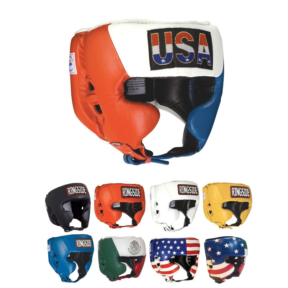 Ringside Competition Boxing Headgear Red White Blue Adjustable Protective Gear