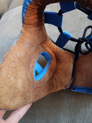 PRO Boxing Equipment Brand Size M Leather Headgear Boxing – RARE BLUE/BROWN INT