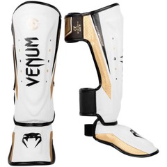 Venum Elite Evo Protective Shin Instep Guards – White/Gold