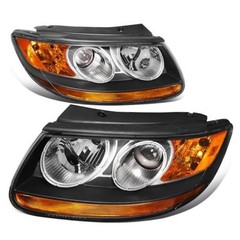 HL-OH-052-BK-AM Pair of OE Style Headlights Compatible with 07-12 Black Amber