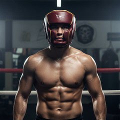 MUFASA INTERNATIONALS Cowhide Leather Boxing Headguard