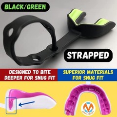 Strapped Mouth Guard for Football, Youth (Age 12 & Below) Green Monster