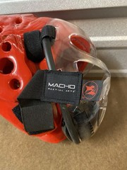 ATA Sparring Helmet, Adult Red, Face Shield, Macho Martial Arts