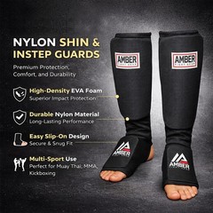 Amber Nylon Shin and Instep Protectors for Muay Thai, Kickboxing, MMA