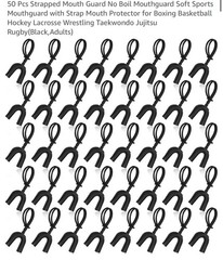 50PCS Sports Mouthguard w/ Strap Adult Soft Mouth Guard Boxing Hockey