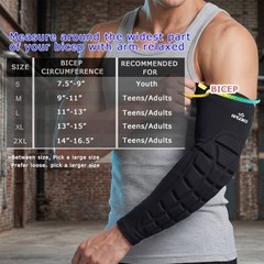 Padded Elbow Forearm Sleeves 2 Pack Compression Crashproof Arm Pads Small