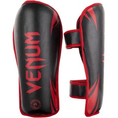 Venum Challenger Hook and Loop Shin Guards – Black/Red
