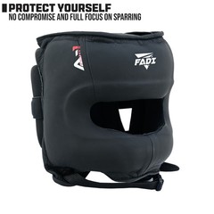 Leather Boxing Headgear MMA Muay Thai Sparring Head Guard L/XL FADI 2 Pack Black